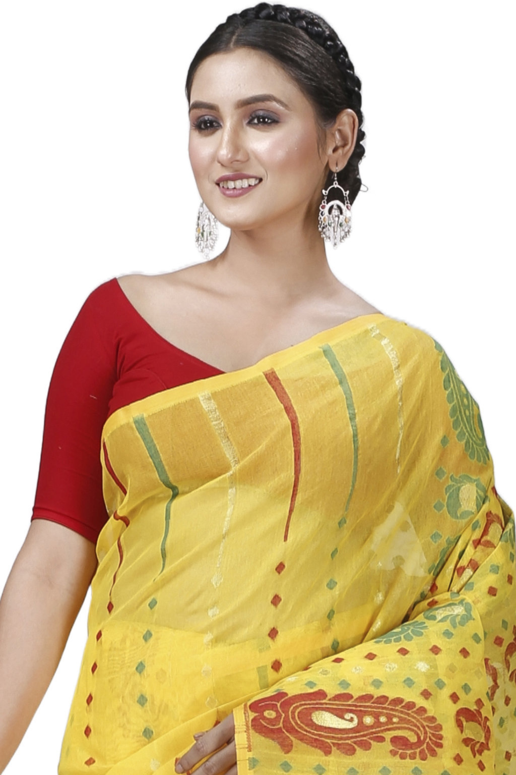 Yellow Pure Cotton Vani Jamdani Saree (1108)